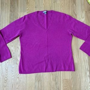 Charter Club 100% Cashmere Sweater V Neck Purple Fuchsia Women’s Large